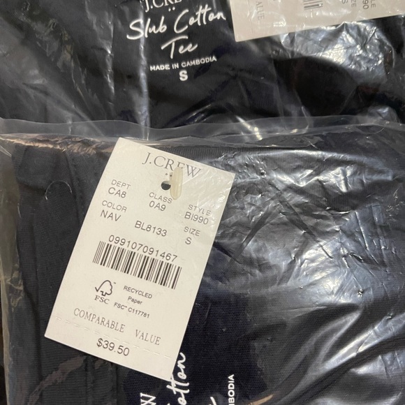 J. CREW Tee Vintage Slub Cotton Long Sleeve V-Neck T-Shirt Navy NWT - Picture 6 of 8